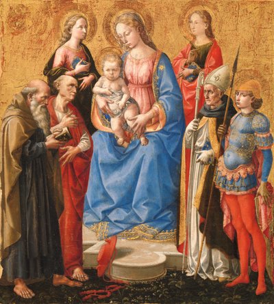 Madonna y niño con seis santos, finales de la década de 1440 de Pesello Peselli