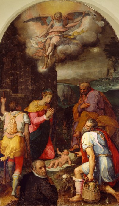 Adoración de los pastores, de Peter Candid (1548-1628), óleo sobre tabla, 248x162 cm de Peter (1548 1628) Candid
