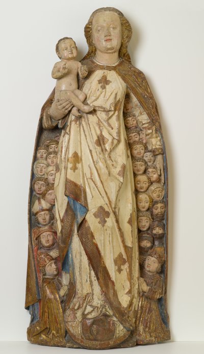 Madonna y Niño protegiendo a los suplicantes bajo su manto, c.1471 de Peter (attr.to) Koellin