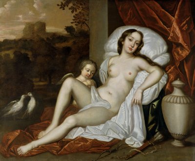 Retrato de Nell Gwynne (1650-87) como Venus, con su hijo, Charles Beauclerk (1670-1726), como Cupido (óleo sobre lienzo) de Peter (follower of) Lely