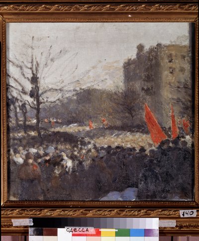 Manifestación revolucionaria en febrero de 1917 (óleo sobre lienzo) de Peter Alexandrovich Nilus