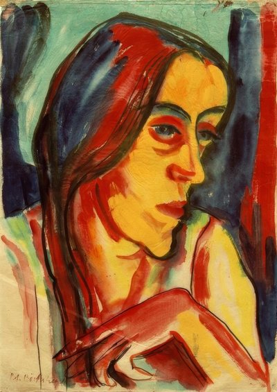 Joven mujer con trenza oscura (Hanna) de Peter August Böckstiegel