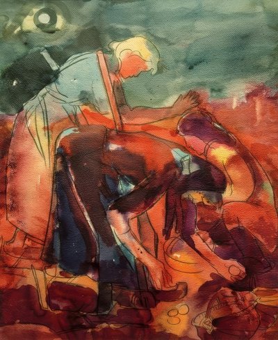 Cosecha de patatas de Peter August Böckstiegel