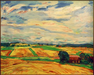 Paisaje con campos de cosecha de Peter August Böckstiegel
