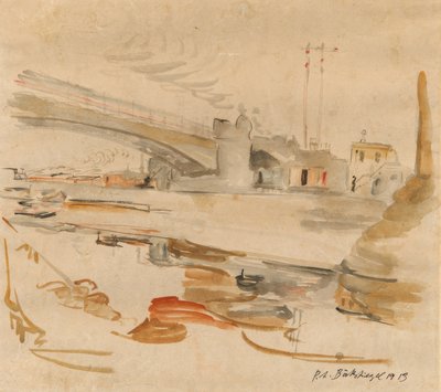 Ciudad con puente de Peter August Böckstiegel