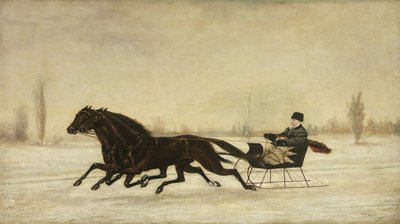 David Marsh en un trineo tirado por caballos en un paisaje invernal, 1880 de Peter B. West