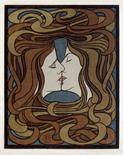 El beso - Behrens, Peter (1868-1940) - 1900 - Grabado en madera - Museum fuer Kunst und Gewerbe Hamburg de Peter Behrens
