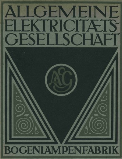 Página de título de un folleto de productos AEG de Peter Behrens