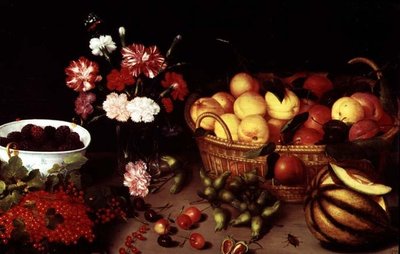 Naturaleza muerta de flores y frutas de Peter Binoit