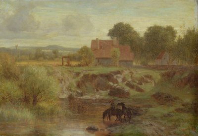 Caballos cruzando un río en la Isla de Francia, 1855 de Peter Burnitz
