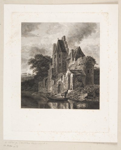 Ruina de un castillo junto a un río de Peter Christian Schøler