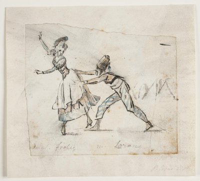 Anine Frölich y Pierre Jean Laurent en una escena del ballet "El campamento de los gitanos" de Galeotti, El Teatro Real Danés de Peter Cramer