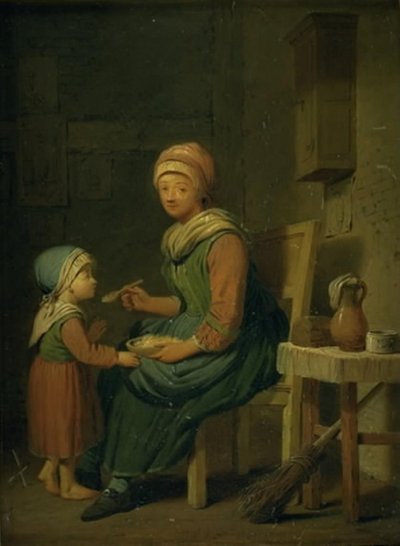 Una campesina dando de comer a su hija de Peter Cramer
