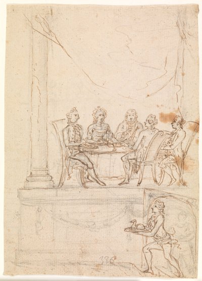 La familia real en un banquete en el castillo de Hirschholm el 29 de septiembre de 1771 de Peter Cramer