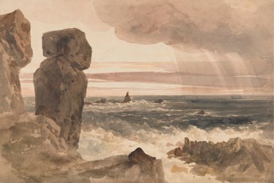 Paisaje marino con rocas Lizard, Cornualles de Peter DeWint