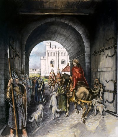 Entrada de la casa de la puerta de Old Sarum, 1140, c1990-2010 de Peter Dunn