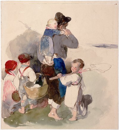 "Niños en el camino al trabajo en el campo" Acuarela de Peter Fendi (1796-1842) hacia 1840 Viena Biblioteca Albertina de Peter Fendi