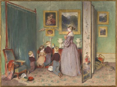 La oración vespertina Archiduquesa Sofía con niños, 1839 de Peter Fendi
