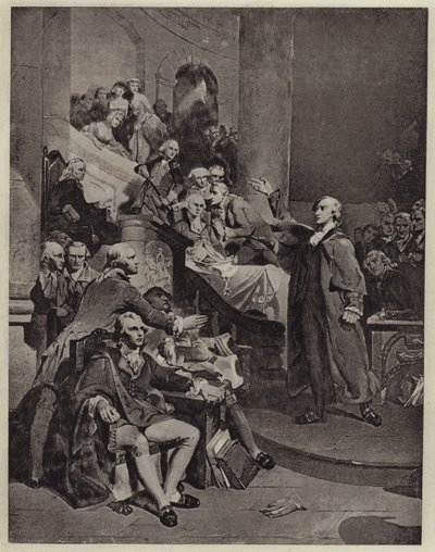 Patrick Henry dando su discurso de 1765 de Peter Frederick (after) Rothermel