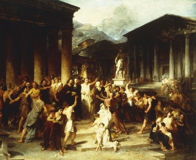 Una reunión ante el templo de Peter Frederick Rothermel