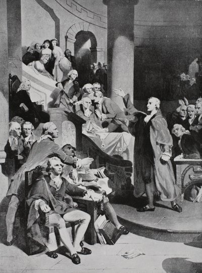Patrick Henry dando su famoso discurso en la Cámara de los Burgueses de Peter Frederick Rothermel