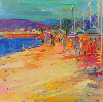 Playa de Pampelonne, 2021 (óleo sobre lienzo) de Peter Graham (Contemporary)