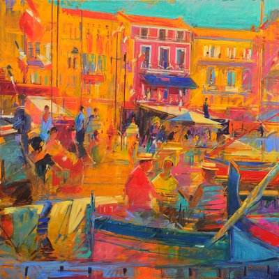 Bonjour Saint-Tropez, 2022 (óleo sobre lienzo) de Peter Graham