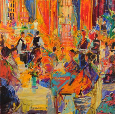 The Waldorf, 2021 (óleo sobre lienzo) de Peter Graham