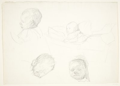 Cuatro estudios de un niño, uno en una cuna de Peter Hansen