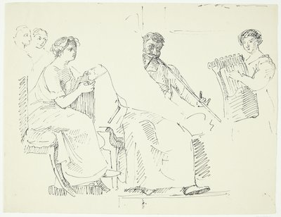 Copia de un fresco antiguo en el museo de Nápoles. Escena musical de Peter Hansen