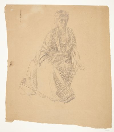 La esposa del artista (Sra. Elise P. H.) sentada. Estudio para la pintura: Inauguración del Museo de Faaborg (1910-11) de Peter Hansen