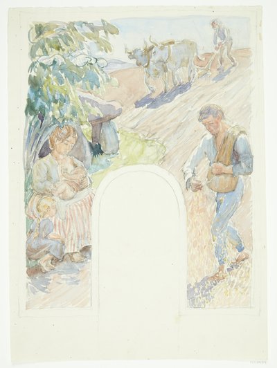Agricultura. Boceto para un fresco planeado en Faaborg de Peter Hansen