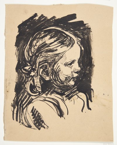 Retrato de perfil de la hija del artista "Bimse" de Peter Hansen