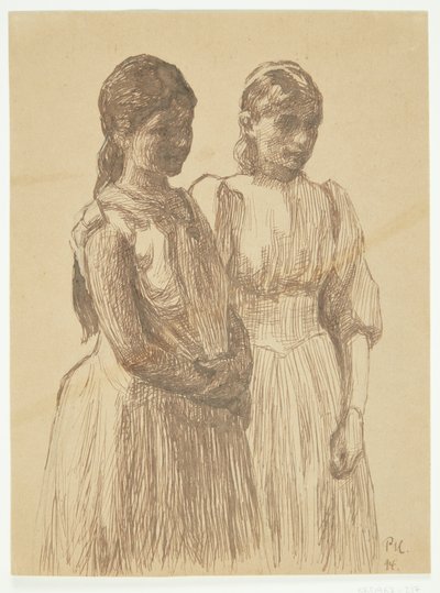 Dos jóvenes chicas. Estudio para la pintura "Baile en una ciudad provincial" (Museo de Arte de Gotemburgo) de Peter Hansen
