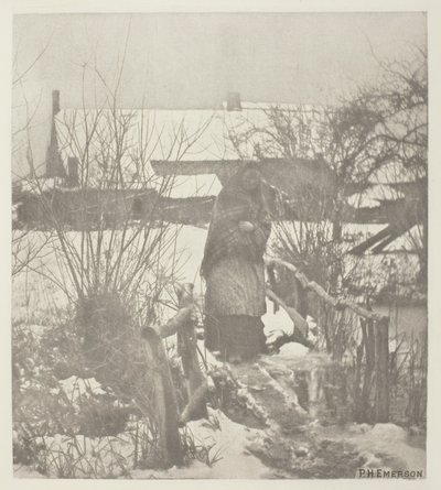 Un camino resbaladizo - Escena de invierno (Norfolk) de Peter Henry Emerson