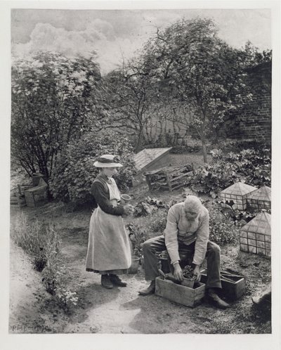 Un anciano y su hija en el jardín de Peter Henry Emerson