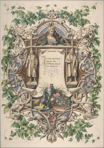 Homenaje de Artistas Bávaros al Rey Ludwig I, 1874 de Peter Herwegen