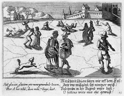Parejas patinando sobre hielo, c.1650 de Peter I Rollos