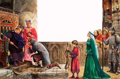 Caballero jurando lealtad al Rey Guillermo I de Peter Jackson
