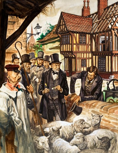 Louis Pasteur observa los resultados de su experimento con una vacuna para el ántrax de Peter Jackson