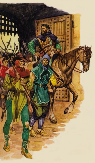 El ejército campesino rebelde, liderado por Wat Tyler de Peter Jackson
