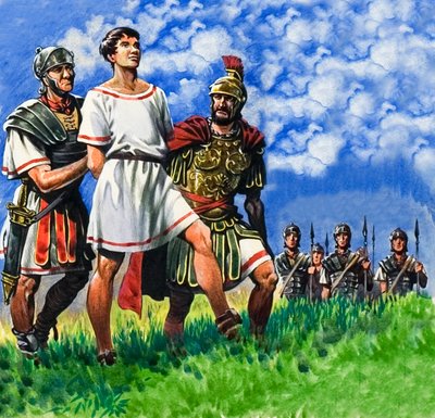 Joven britano arrestado por soldados romanos de Peter Jackson