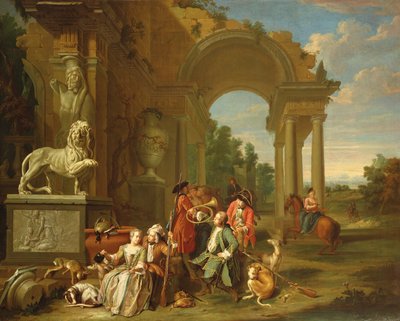 Una partida de caza en ruinas clásicas de Peter Jacob Horemans