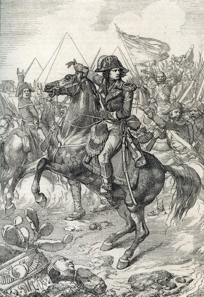 Campaña (Expedición) de Egipto (1798-1801): El general Napoleón Bonaparte (1765-1821) ante las Pirámides de Peter Johann Nepomuck Geiger