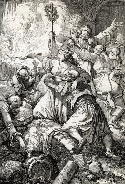Guerra de independencia griega: la tercera de Missolonghi entre el Imperio otomano y los rebeldes griegos, del 15 de abril de 1825 al 10 de abril de 1826: muchos de los griegos se suicidaron inmolándose con pólvora en lugar de rendirse tras el fracaso e de Peter Johann Nepomuck Geiger