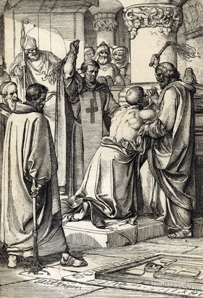 El rey Enrique II de Inglaterra (1133-1189) se implica en el asesinato de Thomas Becket fait penitence ante la tumba del arzobispo de Peter Johann Nepomuck Geiger
