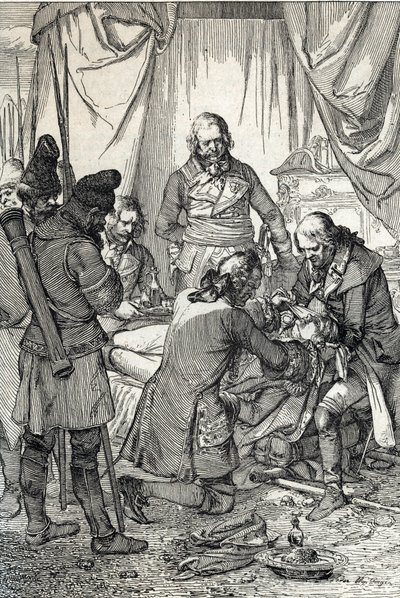 Insurrección de Kosciuszko: El héroe polaco Tadeusz Kosciuszko (1746-1817) herido en la batalla de Maciejowice contra los rusos de Peter Johann Nepomuck Geiger