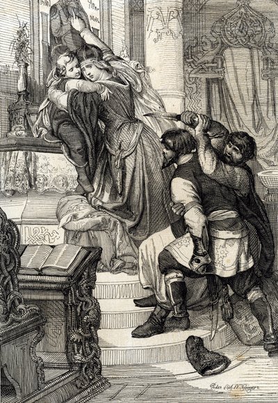 Sublevación de Moscú de 1682 (levantamiento de los streltsy de 1682): La zarina Natalia Narychkina protegiendo a su hijo el príncipe Pedro (1672-1725) de los ataques de los streltsy, Rusia (Levantamiento de Moscú de 1682 o levantamiento de los streltsy: La de Peter Johann Nepomuck Geiger