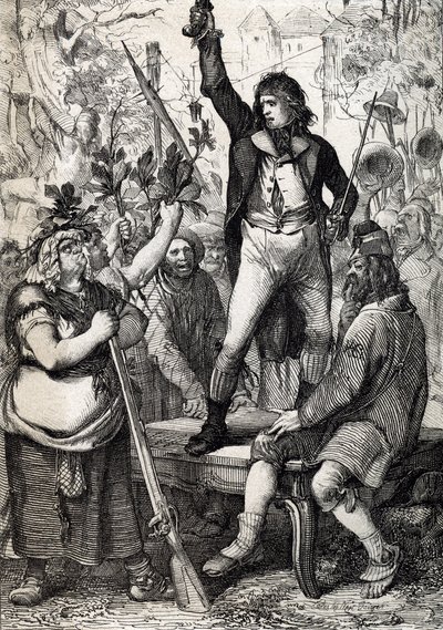 Estallido de la Revolución Francesa en 1789: se insta al populacho reunido a elegir el color de una escarapela y a tomar las armas histórica) de Anton Ziegler de Peter Johann Nepomuck Geiger