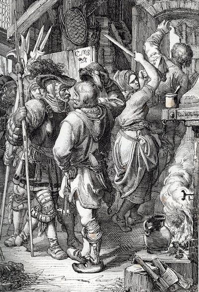 La huida de Gustavo I Vasa (o Gustavo Vasa) (1496-1560) (futuro rey de Suecia) se disfraza de campesino para escapar de Dinamarca de Peter Johann Nepomuck Geiger